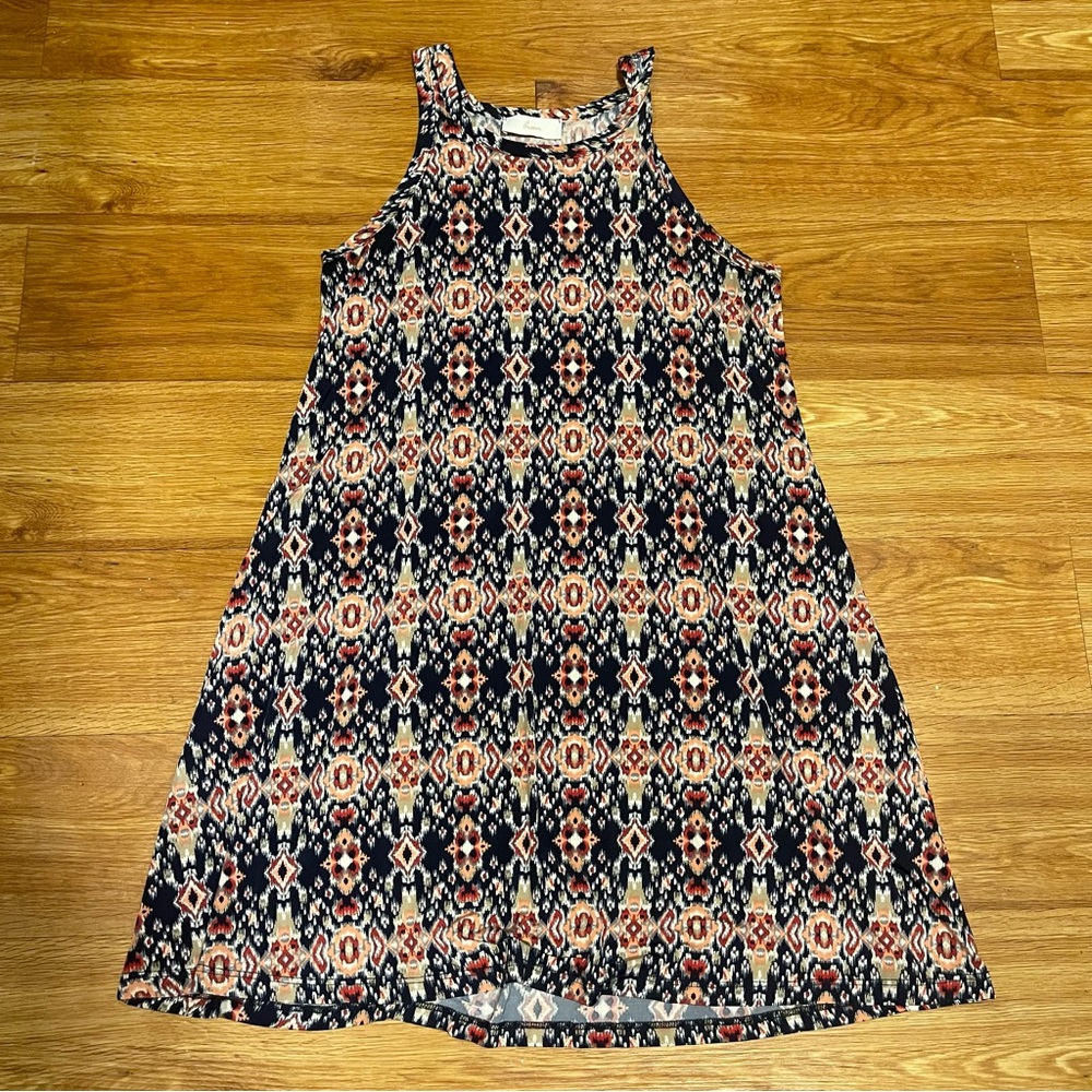 Ladies Braeve Multicolor Tribal Embroidered Smock Dress, Size Medium